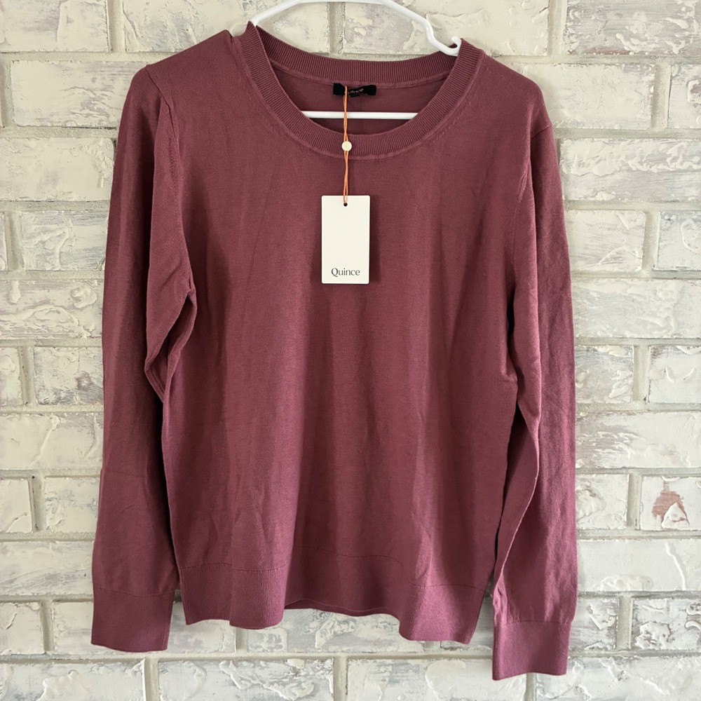 Quince Cotton Cashmere Crewneck Sweater XL Crushed Berry Purple W-SWT-33 NWT